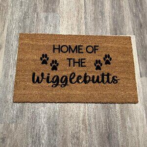 Home of the Wigglebutts decorative coir doormat